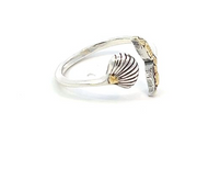 R02308   Silver Adjustable Whale & Shell Ring