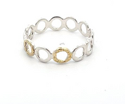 R02227   Silver Circle Stackable Ring with Alaskan Gold Nuggets