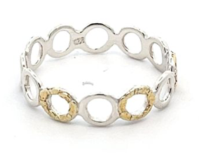 R02227   Silver Circle Stackable Ring with Alaskan Gold Nuggets