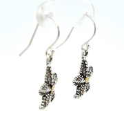 EW026    Silver Star Fish with Alaskan Gold Nuggets Ear Wires
