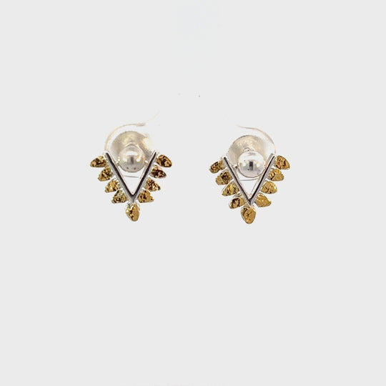 EJ401SN Silver & Gold Nugget "V" Earring Post