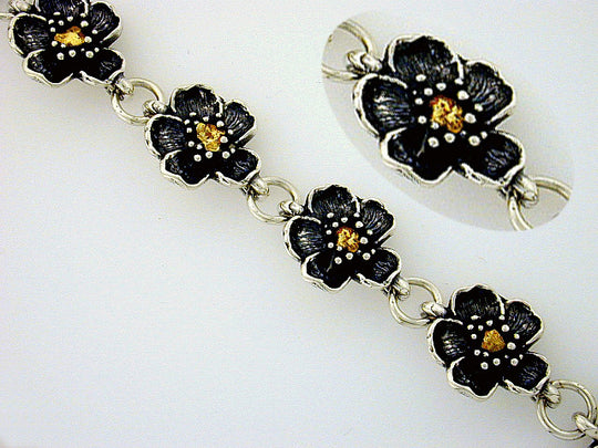 BR030  Rose Bracelet with Nuggets Silver