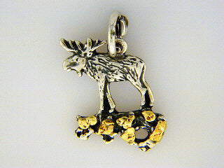 C001  Moose Small Charm with Nuggets