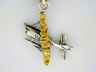 C007  Plane Large Charm with Nuggets