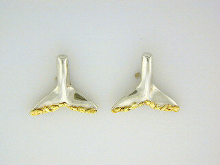 EP033  Whale Tail Silver Earring Posts