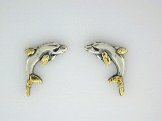 EP058  Dolphin Large Silver Earring Posts