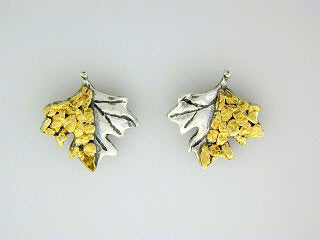 EP069  Maple Leaves Silver Earring Posts