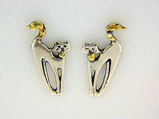 EP070  Cat Small Silver Earring Posts