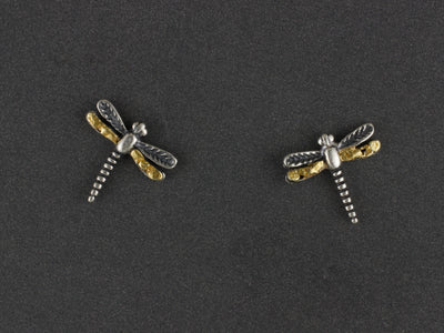 EP077  Dragonfly Small Silver Earring Posts
