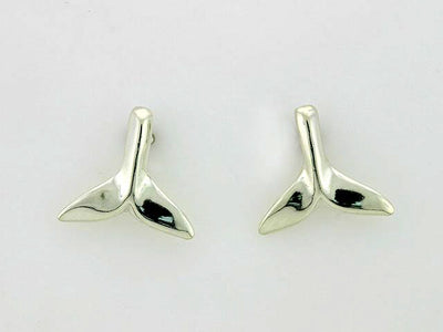 EP170  Whale Tail Earring Posts Silver