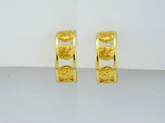 EP205  Small 14kt Pad Hoop with Alaskan Gold Nuggets
