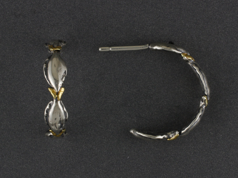 EP498   Silver Halibut Hoop Earrings with Nuggets