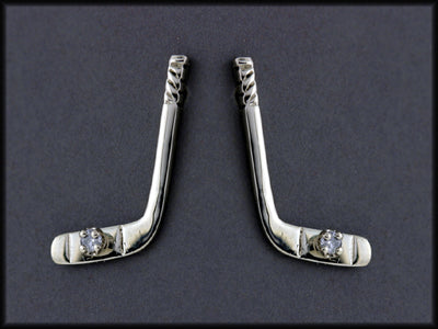 EP526D  Medium 14ktwith Hockey Stick Earring Posts with/ Diamond
