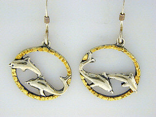 EW068  Dolphins Twitho Earring Wires