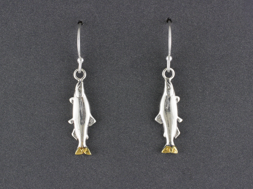 EW192M     Silver Salmon Medium Earwires with Gold Nugget Tail