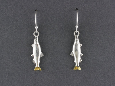 EW192M     Silver Salmon Medium Earwires with Gold Nugget Tail