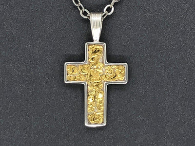 N054 Silver Channel Cross highlighted by Nuggets