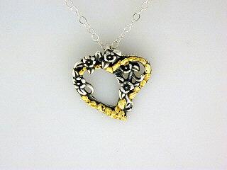 N008  Heart Forget-Me-Not pendant