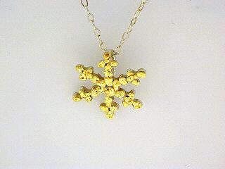 N083  Snowflake with Large pendant .925 with Alaskan Gold Nuggets
