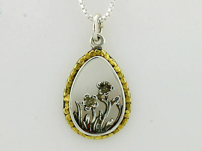 N159  Oval Flower with Pendant Silver