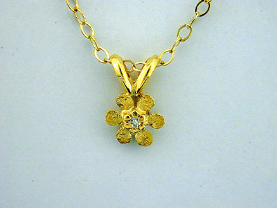 N306  Flower with Tiny 14kt & Nuggets with Diamond Pendant
