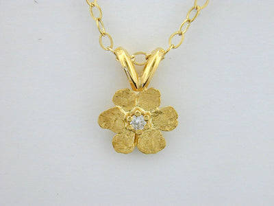 N308  Flower with Medium 14kt & Nuggets with Diamond Pendant