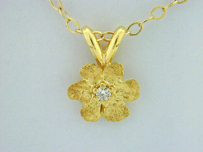 N310  Flower with Large 14kt & Nuggets with Diamond Pendant