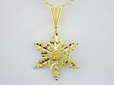 N337  Snowflake with 14kt Necklace
