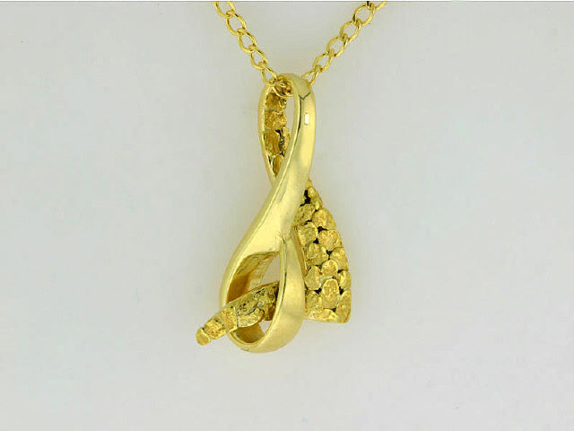 N479  Modern Pendant 14kty  Alaskan Gold Nuggets