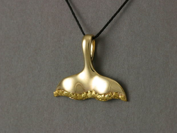 N900N  Pendant Whale Tail 14kty & Nuggets