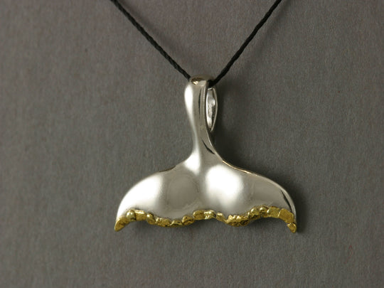 N900SN  Pendant Whale Tail .925 with Alaskan Gold Nuggets