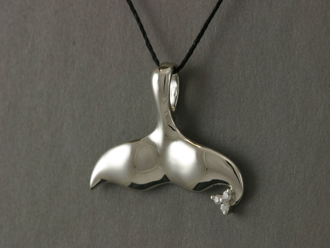 N902SCZ  Whale Tail Pendant Silver & CZ