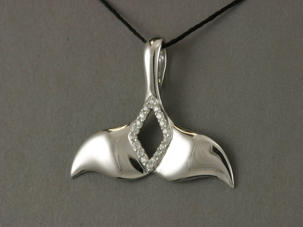 N905SCZ  Whale Tail Pendant Silver & CZ
