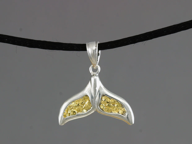 N907SN  Whale Tail Pendant Silver & Nuggets