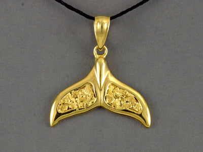 N907N  Whale Tail Pendant 14kt Nuggets