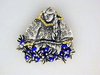 P020-B  Berry Blue Picker Brooch .925 with Alaskan Gold Nuggets
