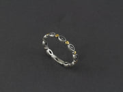 R011-6 Silver Stackable Eye Design Dot Ring