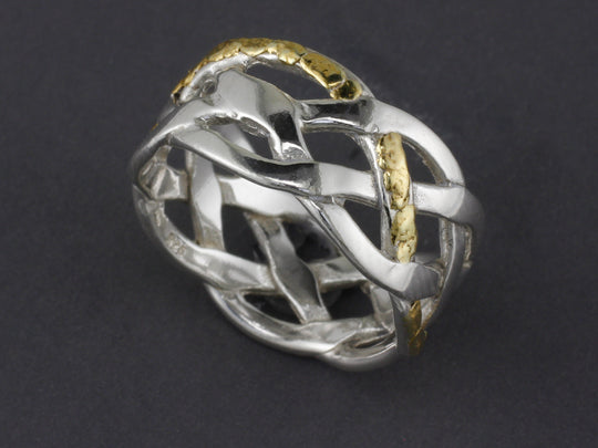 R03035  Large Silver Braided with Nuggets