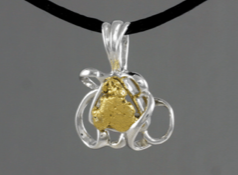 N407S  Silver Fancy Nugget Pendant