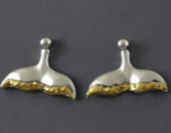 EP901SN  Earring Posts Whale Tail Silver & Nuggets