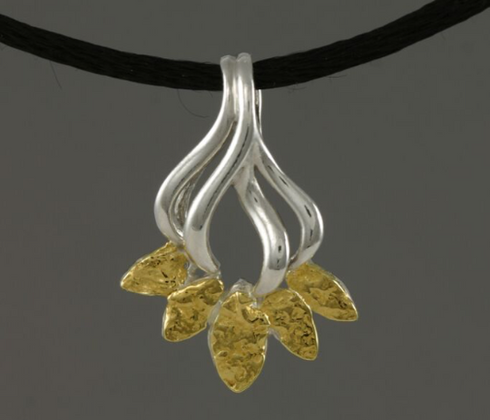 N410S  14kt Nuggets Diamond Pendant