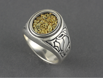 R02730 Mens Ring Oval with Nuggets