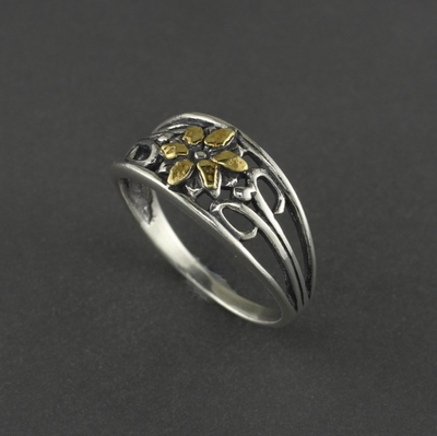 R02272  Flower Cluster Silver Ring