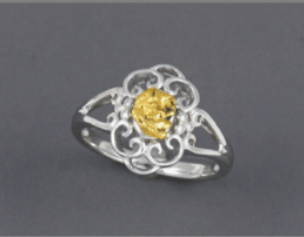 R800S  Silver Ladies Ring Fancy Nuggets