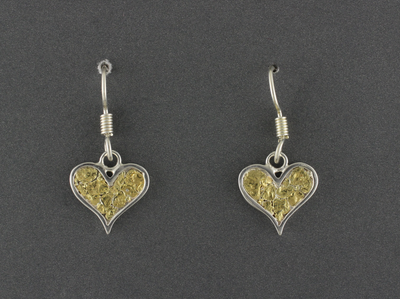 EW199  Silver Heart Channel Nuggets Earring Dangles