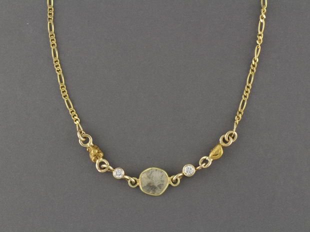 NC30  1 Diamond Slice Wrapped with 18kt  & Nuggets 14kt Chain
