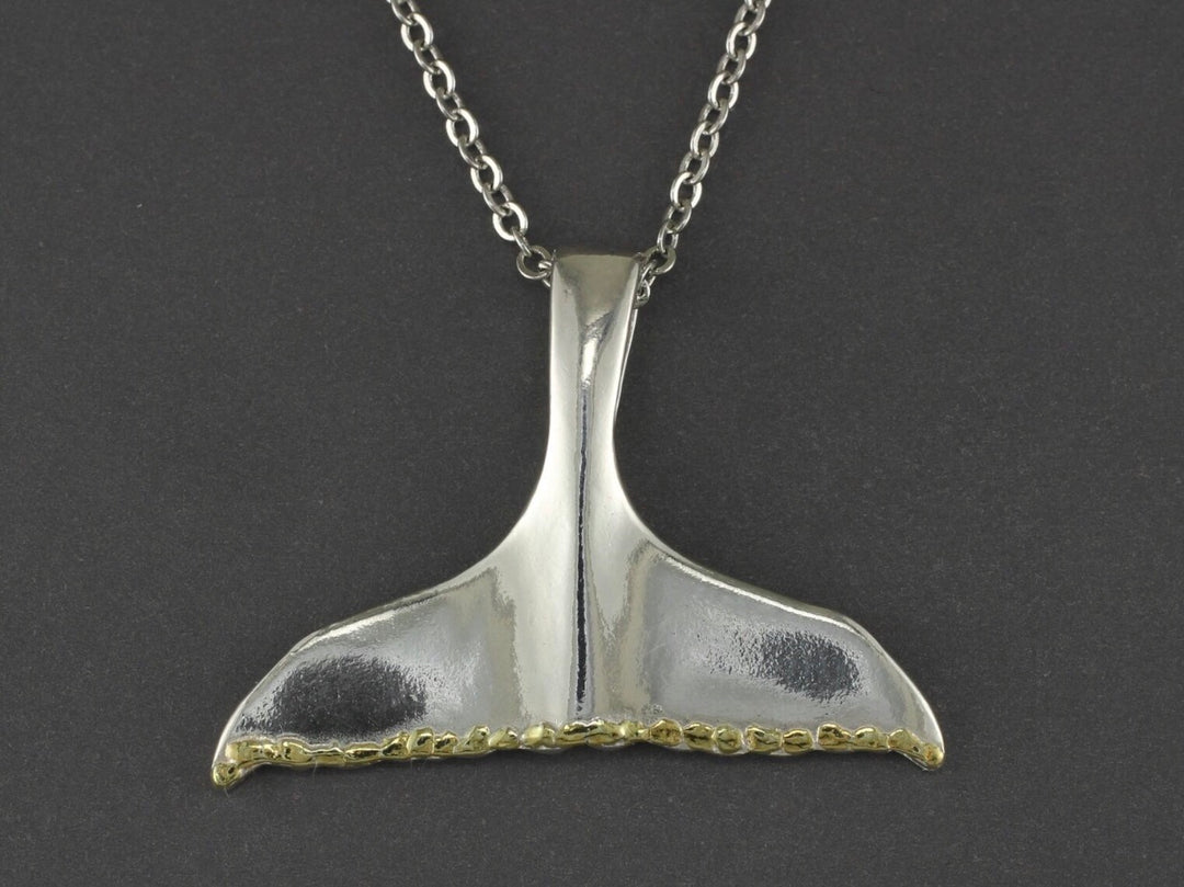 N116  Largest Whale Tail Pendant with Nuggets