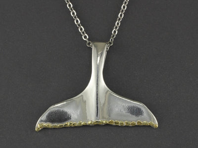 N116  Largest Whale Tail Pendant with Nuggets