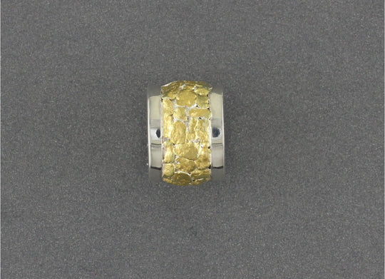 Bead Solid Silver with Gold Nuggets