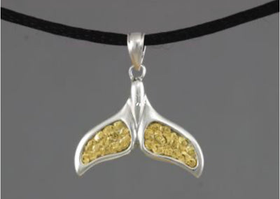 N909SN  Whale Tail Pendant Silver & Nuggets